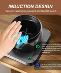 Heavy Duty Automatic Electric Knock Box For Espresso With Big Capacity Shock Absorbent Build showing induction design and sensor usage.