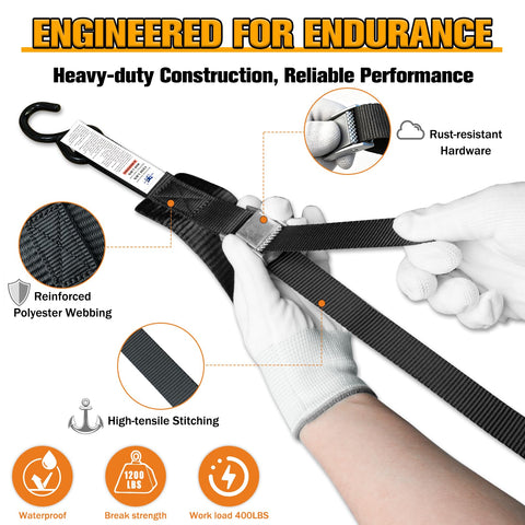 1 Inch By 10 Foot Motorcycle Tie Down Straps With Cam Buckle Quick Release 1200 Pound Break Strength construction material