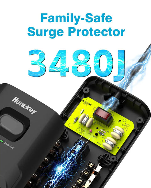 12 Outlet Surge Protector Power Strip With 3480 Joule Defense showing internal surge protection mechanism