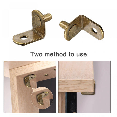Rock Solid Bronze Shelf Support Pegs, Slick L Shaped Cabinet Brackets, 2 Inch Heavy Duty Shelf Pins For Kitchen Cupboards And Closets, Clean 20 Pack Diy Home Setup Hardware Kit