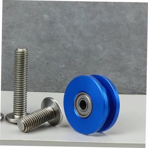 Blue Aluminum Alloy U Groove Bearing Pulley For Cable Systems With Dual Bearings - Quiet, Smooth Roller For Gym Attachments