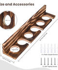 Six Rod Capacity Wooden Fishing Rod Holder Wall Or Ceiling Mount For Garage Boat Cabin Tackle Storage Durable Solid Wood Rack With Wide Openings To Fit All Rods And Reels Keeps Gear Neat And Ready with dimensions and accessories displayed on white background