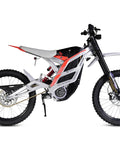 Adult Electric Dirt Bike Built To Shred With Raw Torque And 53 MPH Top Speed, profile view showing beefy chassis and knobby offroad tires.