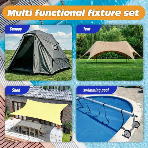 Top Shelf Universal Pool Solar Cover Reel Attachment Kit With Fool Proof Serrated Grip Locking Clips And 24 Piece Hook Strap Bundle For Large Inground Swimming Pools, multi-functional outdoor setups.