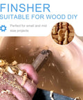 Pocket Size Woodturning Finisher Tool with 12mm Round Carbide Insert in use, carving wood for small to medium projects, ideal for DIY.