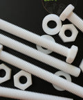 Top Shelf Natural PTFE Hex Head Bolts M10 X 100mm Screw Set with nuts and washers, ideal for heat proof applications.