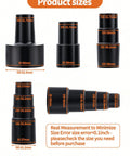 Vacuum hose adapter sizes for All-In-One Vacuum Hose Adapter Kit