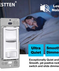 Ultra Slim Dimmable Light Switch Six Pack For LED CFL Halogen And Incandescent Bulbs Single Pole Or 3 Way ETL Listed White next to sleeping woman