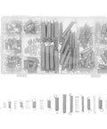 Massive 200-Piece Steel Spring Assortment Kit With Heavy Duty Compression And Extension Springs For Tough DIY Repairs And Industrial Equipment Fixes That Get The Job Done Right. Clear organizer with assorted steel compression and extension springs