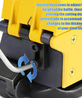 Close-up of Heavy Duty Manual Steel Strapping Tool Adjustable Hand Tensioner Crimper And Cutter showing adjustment mechanism for cutting blade.