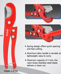 ProPEX Expansion Tool Kit With Pipe Cutter For ProPEX Fittings 3/8 To 1 Inch, features red pipe cutter with stainless steel blade.
