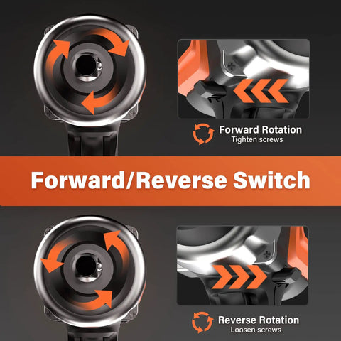 Forward and reverse switch on Corded One Half Inch Impact Wrench With Detent Ball Anvil, 320 Ft Lbs Max Torque, 12V Brushless Power Gun
