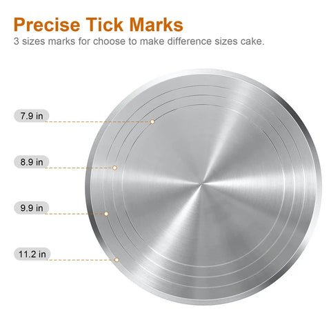 12 Inch Cake Stand With Non Slip Turntable Aluminum Construction For Cake Decorating Spinner Round Display Tray Perfect For Birthday Cakes Wedding Parties And Pro Baking with precise tick marks