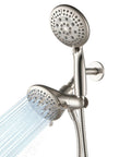 Dual Shower Head Combo 2-in-1 Water Saving System With 59-Inch Stainless Steel Hose, 1.8 GPM Rainfall And Handheld Spray in Brushed Nickel