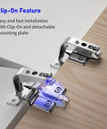 90 Degree Lazy Susan Pie Cut Cabinet Hinge 2 Pack For Corner Bifold Doors showing clip-on feature and easy installation