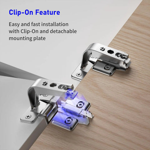 90 Degree Lazy Susan Pie Cut Cabinet Hinge 2 Pack For Corner Bifold Doors showing clip-on feature and easy installation