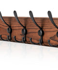 Rustic Wall Mount Coat Rack With Five Triple Hooks Heavy Duty Solid Wood Coat Hanger For Entryway Farmhouse Vibe Organization