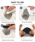 Step-by-step application of Self Adhesive Heel Patches For Sneakers And Boots, 6 Pairs Thin Microfiber Leather Repair Patches.