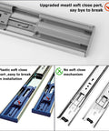 Heavy Duty Soft Close Drawer Slides 22 Inch Cabinet Glides with upgraded metal part for smooth operation and durability.