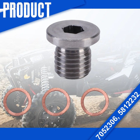 Must Have Oil Drain Plug And Washer Kit For Polaris Ranger XP 1000 900 800 700 570 General Fits All Models From 2013 To 2025 Without Diesel Engine Problems Super Secure Gasket Seal. steel oil drain plug with three copper washers
