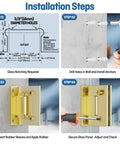 Installation steps for Premium Solid Brass 90 Degree Glass Shower Door Hinges With Short Back Plate Requiring Exact Glass Cutout.