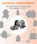 Retractable Vacuum Hose Reel With 30Ft Hose Extension, Wall Mount, shown with gray hose, compatible with 1-1/4 inch vacuums