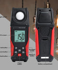 Digital Illuminance Light Meter With Backlight Lux Meter For Indoor Outdoor Use, Measures 0.1 To 200000 Lux And 0.01 To 20000 FC, Go-To Gear For Plants, Film Photography, And Lighting Setup, front and back view with LCD screen