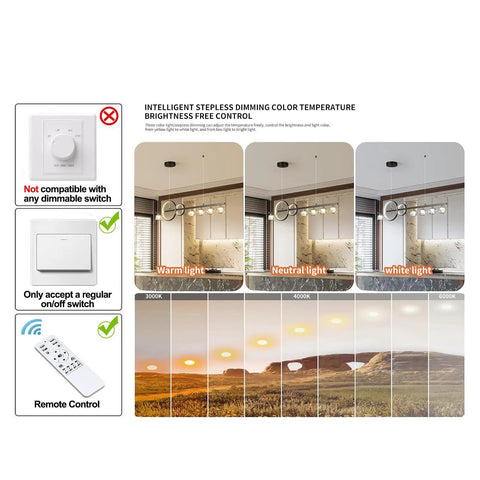 Lit Modern LED Chandelier With Remote 40W color temperature options 3000K 4000K 6000K illustration with remote control use