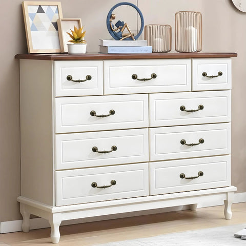 Dresser with 8 Pack Antique Bronze Drop Bail Drawer Pulls 3.5 Inch Center Hole Vintage Dresser Handles With Screws Zinc Alloy.