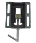 Top view of Beefy 3 Inch High Carbon Steel Drill Press Vise with raised widened jaws, showing guide rod and clamp mechanism.