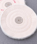 Two Piece White Cloth Polishing Wheel Set For Jewelry And Aluminum Projects 6 Inch Abrasive Grinding Wheel close-up