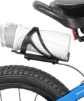 14 Inch BMX Style Kids Bike Pluto With Training Wheels For Boys And Girls, close-up of water bottle holder on blue bike frame