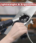 High-Speed Titanium Drill Nibbler For Sheet Metal Cutting in action, showing smooth, burr-free cut on metal sheet.