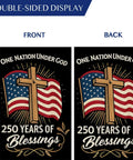 Blessings America Garden Flag 12x18 Burlap Double Sided All American Patriotic Cross Design With American Flag One Nation Under God