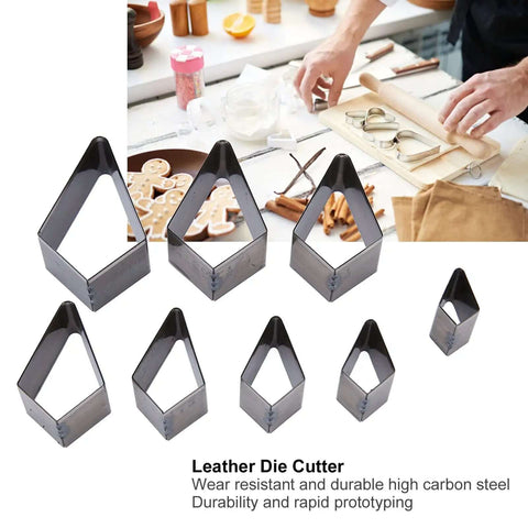 8 Piece Leather Punch Die Set Diamond Shaped Holes For Leather Craft Dope High Carbon Steel Cutting Dies Hollow Punch Cutter Tool