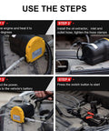 Steps to use Heavy Duty Smooth Operator 12V 60W Oil Extractor Pump For Cars and Pickup Trucks with battery connection and extraction process.