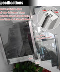 Specification details for Kickass 304 Stainless Steel Glass Railing Side Support Bracket with measurements and material info.