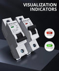 Smart 1 Pole 20 Amp 120V And 240V AC Circuit Breaker For Marine Power Systems And Solar PV Installations DIN Rail Mount with indicators