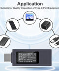 Type C Power Meter USB C Tester With LCD Display Digital Multimeter shown with compatible devices like chargers and cables