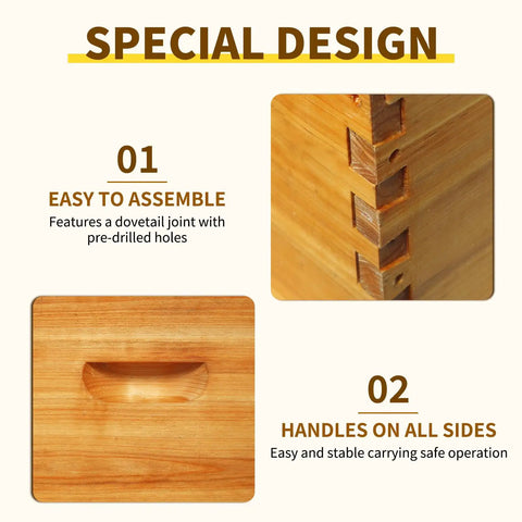 10 Frame Langstroth Medium Super Beehive Box Kit With Beeswax Dip Includes 10 Frames And Wax Foundations Yellow Unassembled For Easy Beekeeping Setup Today special design features