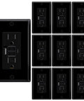 10 Pack Black 15A GFCI Outlet With Dual USB Type A And C Ports, Rock Solid Tamper Resistant Design Smooth Led Indicator Etl Certified