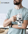 Man holding 8 Pack 40 Oz Sublimation Tumblers With Handle Stainless Steel Blank Insulated Travel Mugs For DIY Heat Press Printing