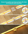 Hassle Free 3 Pin 8mm Cob Cct Led Connector Kit Featuring Dual End Wire And L Shaped Connectors Solderless Gapless Build demonstrated with LED strips.