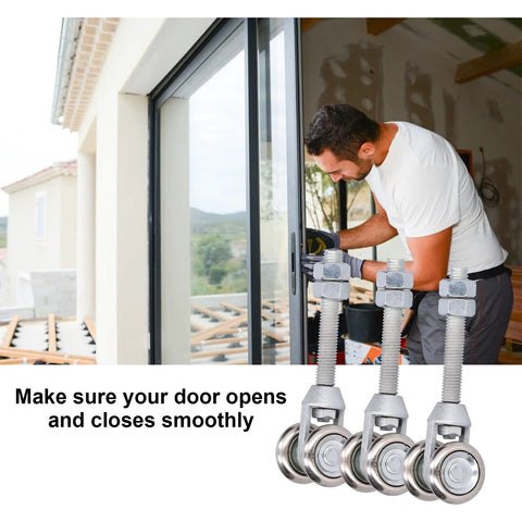 3 Pieces Track Roller Wheels For Sliding Doors With Steel Dual Wheel Trolley Roller For Rail Door Suspension Ideal For Glass Sliding Doors 35mm Diameter Durable Iron Material High Hardness And Wear Resistant For All Door Types