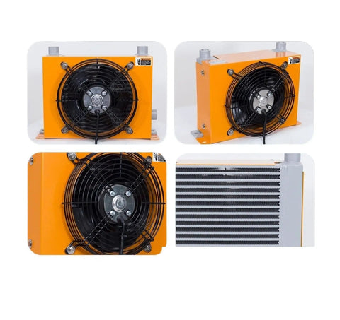 Beefed-Up Aluminum Hydraulic Oil Cooler For 100 L/Min Flow, Air Compressor Oil Cooler And Heat Exchanger With Fan, Heavy-Duty Cooling System, 2.0 MPa Working Pressure, 114W/92W Fan Power, Efficient Shock Absorption