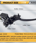 Universal Right Hydraulic Brake Lever Master Cylinder For 50cc To 250cc Scooters Mopeds ATVs Dirt Bikes And Quads Seven Eighths Inch Handlebar Diameter Aluminum Alloy Construction Easy Install Aftermarket Replacement Part.