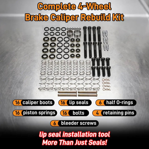 Chevrolet Corvette Complete Brake Caliper Rebuild Kit DIY Friendly with Installation Tool and Hardware for 1965 to 1982 layout