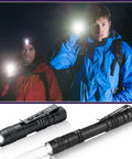 Mini LED Flashlight With Clip, Pocket Sized And Water Resistant for night hikes and camping, men using penlight, aluminum penlight shown