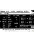 Label of Heavy Duty One Horsepower Boat Lift Motor With 56C C Face Rigid Base detailing specifications and wiring instructions.