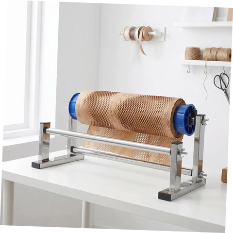 Manual Stretch Film Dispenser For Cargo Packaging And Wrapping Supplies With Durable Metal Plastic Assembly, Lightweight Design, Easy To Use Roll Holder, Reduces Collision Damage, Protects Goods During Shipping And Storage, blue roll holder
